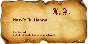 Mazák Hanna névjegykártya